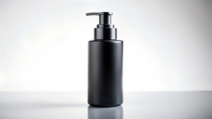 matte black cosmetic bottle elegant white background