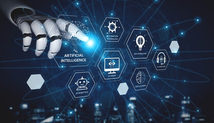 AI learning system powered by deep learning, supervised models, and NLP. Diagram illustrates how AI...