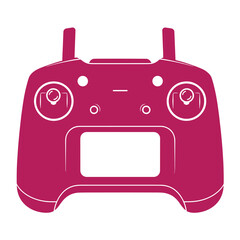 Pink drone remote controller with screen and joysticks isolated on white vector