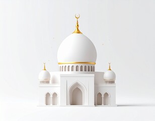 White mosque isolated on white