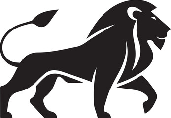 Obraz premium Silhouette Style Vector Lion Logo Icon for Modern Branding, Wildlife, King Symbol, Sports Team, Security Company, Minimalist Design, Power, and Professional Graphic Illustration