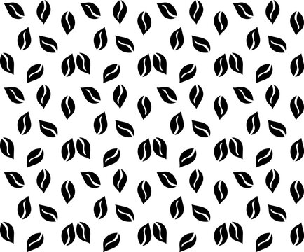 
Seamless pattern of doodle leaves and coffee beans