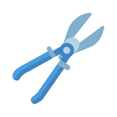 Minimalistic illustration of blue tin snips against a stark black background