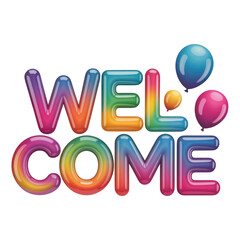 Welcome 3D Text PNG &ndash; Colorful Balloon Style Typography