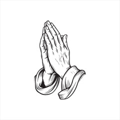 Black praying hands faith worship religious symbol illustration