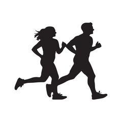 Black vector illustration of a dancing couple's silhouette showing tango and the evolution of dance, sport, and fitness in art