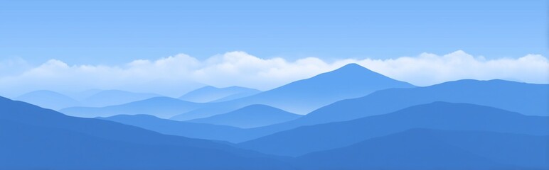 Fototapeta premium Misty blue mountain layers in tranquil landscape