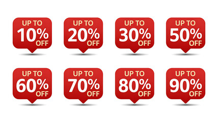 Red Square Sale Discount Labels with Percentage Off up to.Modern Abstract Neon Digital Tech Background