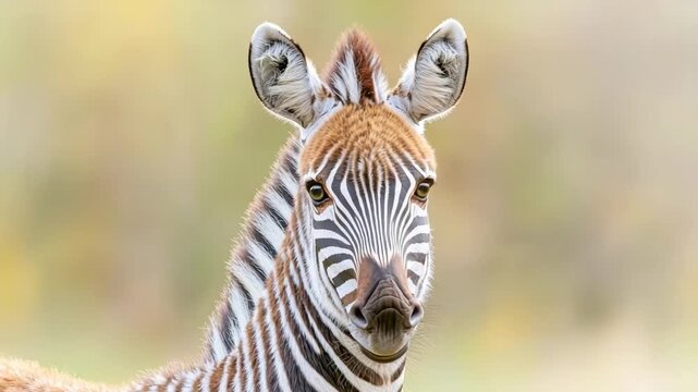 Close-Up Portrait of a Beautiful Zebra with Striking Black and White Stripes Set Against a Natural Out-of-Focus Background
