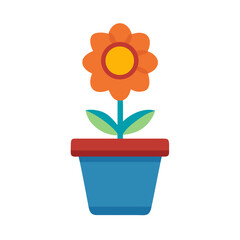 Cartoon flower in pot with bright colors and simplistic flat design