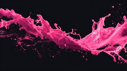 Vibrant Pink Liquid Splash Frozen in Dynamic Motion Against Black Background