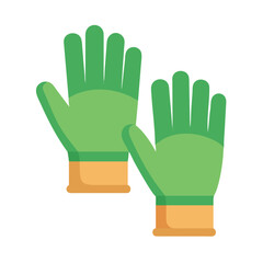 Obraz premium Two green gardening gloves on black background, ready for garden work, vector flat