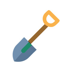 Simple vector shovel illustration with flat colors for gardening and farming themes