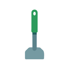 Minimalist meat tenderizer illustration with green handle on a black background