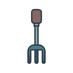 Flat icon illustration of a gardening hand fork isolated on black background