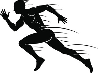 Obraz premium Action Runner Mid-Stride Silhouette - Sports and Fitness Vector