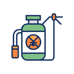 Colorful icon illustration of a garden sprayer used for pest control