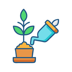 Watering a potted plant illustration emphasizing nature and nurturing growth process