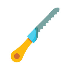 Cartoon bread knife isolated on black offering a cute and playful image