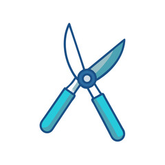 Blue gardening shears on a black background suitable for agriculture