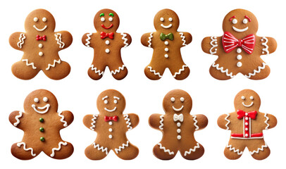 PNG Colorful gingerbread cookies smiling, element set on transparent background
