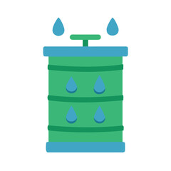 Leaky Water Tank Illustration: Flat Design Symbolizing Conservation and Potential Waste