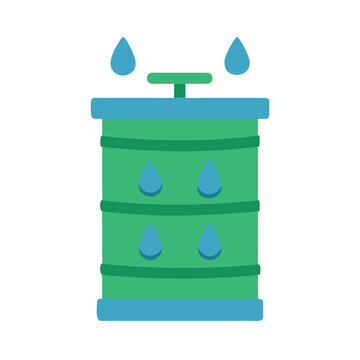 Leaky Water Tank Illustration: Flat Design Symbolizing Conservation and Potential Waste