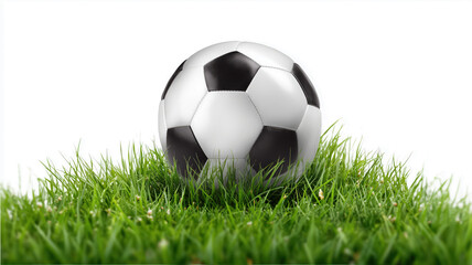 Fototapeta premium Soccer ball on green grass isolated on transparent background