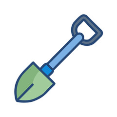 Illustration of a gardening trowel with green spade on a black background