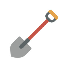 Flat design illustration of a shovel tool for gardening and construction