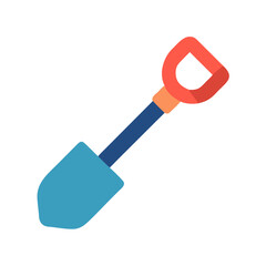 Flat design illustration of a toy shovel on a clean black background