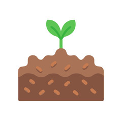 A Sprout Emerging From Soil In A Flat, Simple Style On Black Background