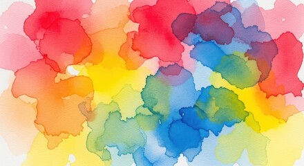 Fototapeta premium Vibrant watercolor abstract with red, yellow, blue, and green blots