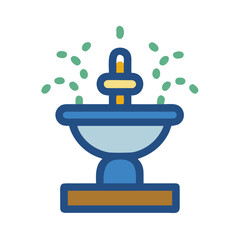 Stylized vector fountain with water droplets on a black background