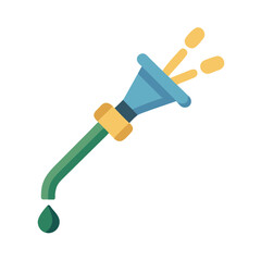 Stylized watering hose icon with droplets on a black background illustration
