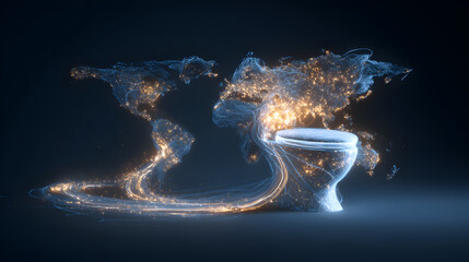 Digital world map and glowing toilet illustrating connection between global sanitation and hygiene for World Toilet Day
