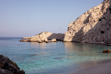 Kefalonia - Greece - August 15, 2025: Petani beach, Pylaros,, Kefalonia,  Greece.