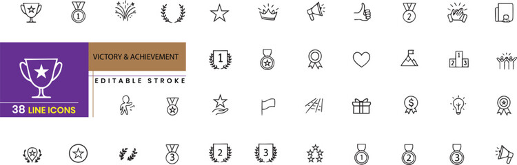 Victory & Achievement vector line icon pack