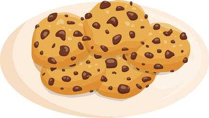 cookies on dish flat illustration design