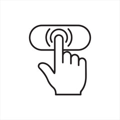Line art hand touching button icon