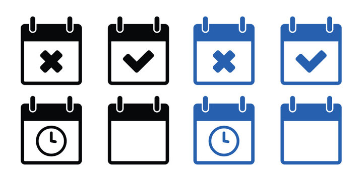 Calendar Icons: Clean and contemporary icons represent scheduling and reminders, ideal for web and app design, showcasing precision and utility.