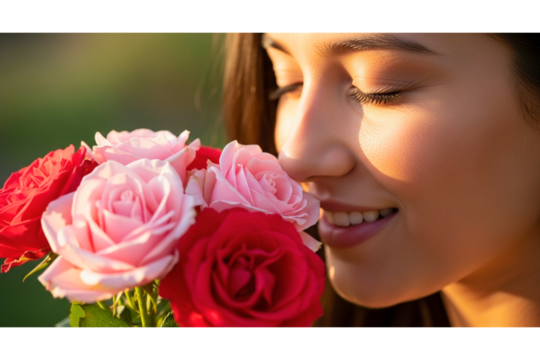 woman with roses. - Powered by Adobe