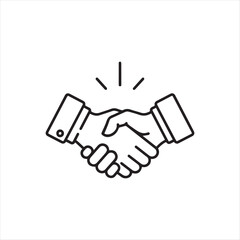 Handshake line icon for partnership and business collaboration
