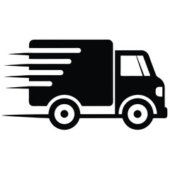 Fast delivery truck icon showing motion with speedlines coming out of the vehicle