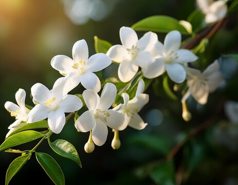 white wrightia antidysenterica flowers blooming on branch