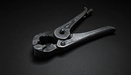 Obraz premium Monochrome close up of a weathered mechanical gripping tool.