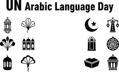 Naklejka premium Arabic language day featuring traditional symbols and patterns representing arabic culture and heritage