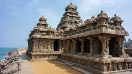 Shore Temple, Mahabalipuram: Ancient Carved Stone Hindu Temple Complex by the Sea