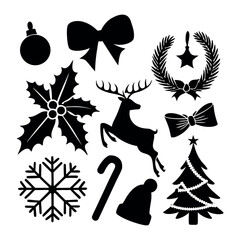 Festive silhouette of a christmas tree isolated on white background