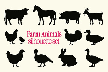 Farm Animal Silhouettes set